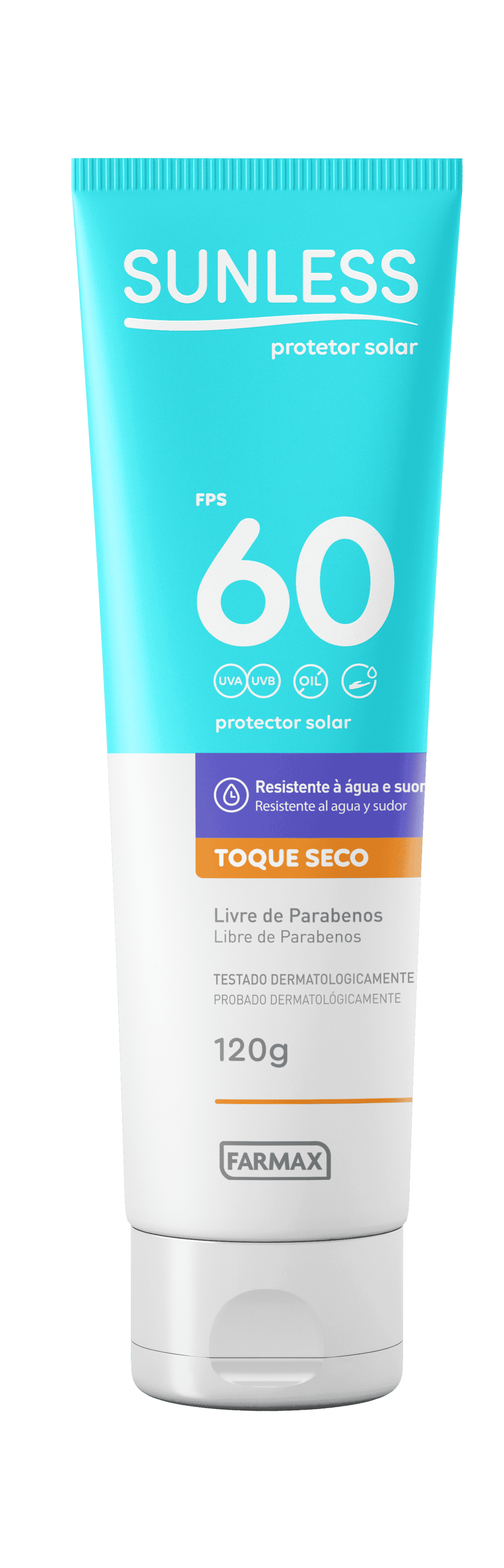 PROTETOR SOLAR FPS60 TOQUE SECO SUNLESS 120G NOVO