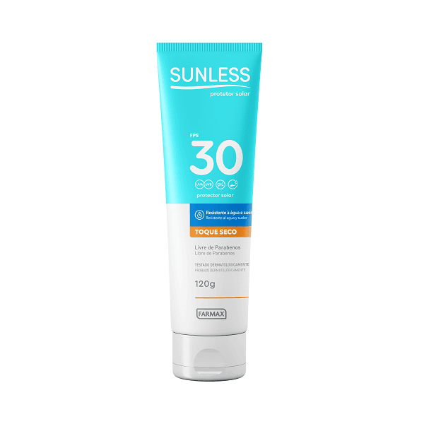 PROTETOR SOLAR FPS30 TOQUE SECO SUNLESS 120G NOVO