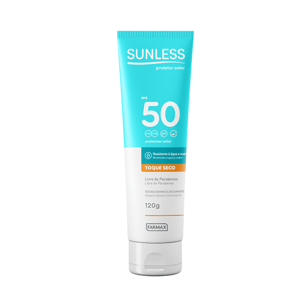 PROTETOR SOLAR FPS50 TOQUE SECO SUNLESS 120G NOVO