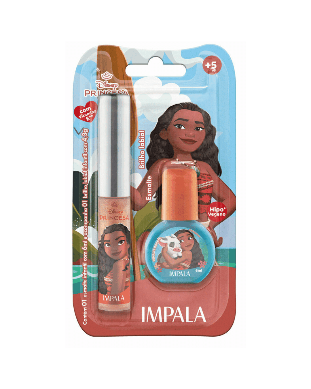 KIT INFANTIL IMPALA BRILHO LABIAL E ESMALTE MOANA