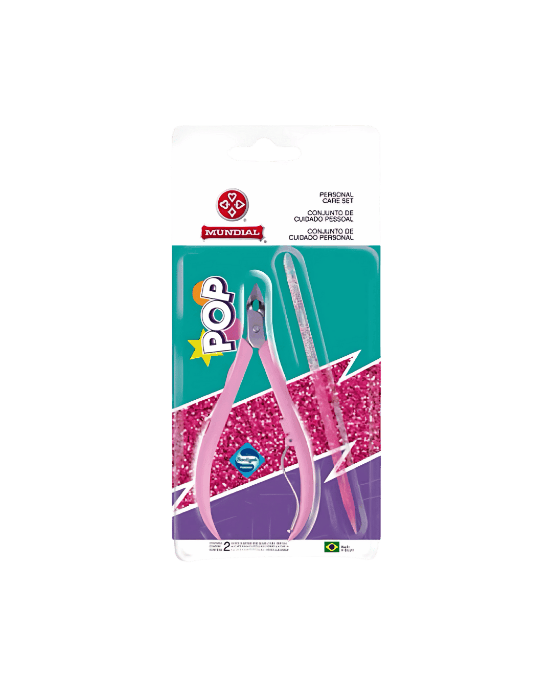 751RO ALICATE CUTICULAS MUNDIAL ROSA C/ PALITO COM GLITTER