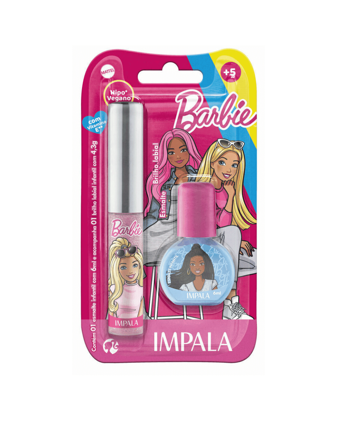 KIT INFANTIL IMPALA BRILHO LABIAL E ESMALTE BARBIE