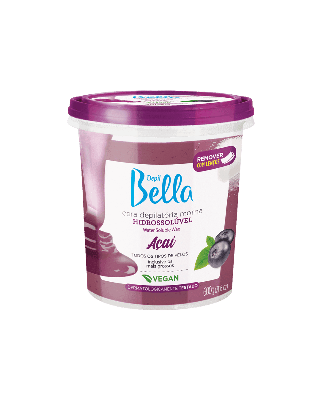 CERA DEPILATORIA HIDROSSOLUVEL ACAI 600G DEPILBELLA