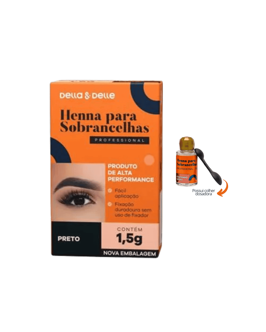 HENNA PARA SOBRANCELHAS PRETA 1,5G DELLA & DELLE