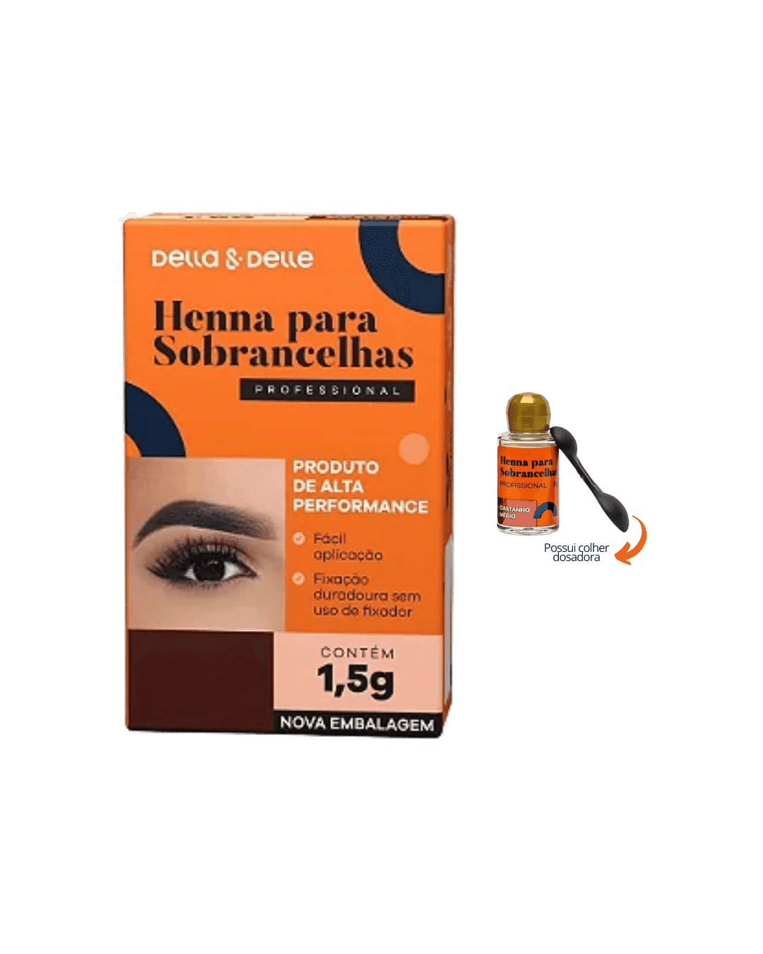 HENNA PARA SOBRANCELHAS CASTANHO ESCURO 1,5G DELLA & DELLE
