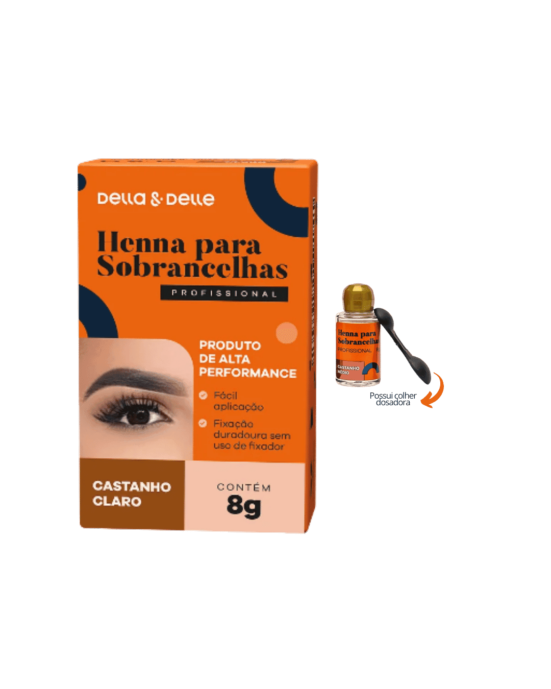 HENNA PARA SOBRANCELHAS CASTANHO CLARO 8G DELLA & DELLE