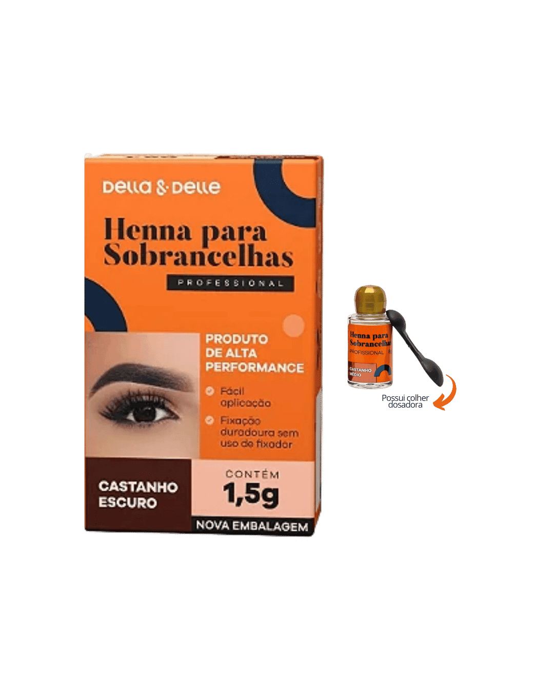 HENNA PARA SOBRANCELHAS CASTANHO CLARO 1,5G DELLA & DELLE